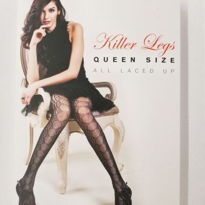 Yelete Killer Legs Fishnet Pantyhose Stocking All Laced Up Size Queen
