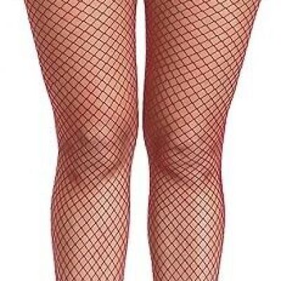 Red Fishnet Tights Stocking Sexy Women Pantyhose High Waisted