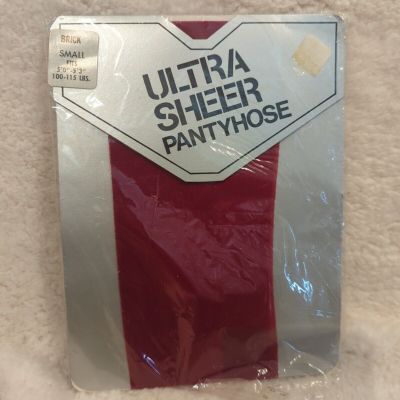 Ultra Sheer Pantyhose Brick Red  Vintage Small 80s 90s Fashion Fun Colorful