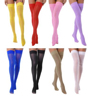 Women Silk Thigh-High Stockings See-through Over Knee High Stockings Glossy Sock