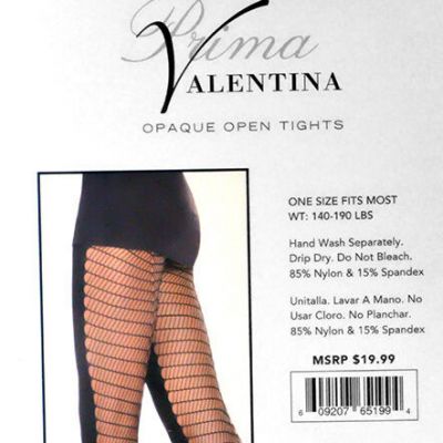 Free Size PLUS Valentina Black LACE Sheer OPAQUE OPEN Fishnet TIGHTS Pantyhose