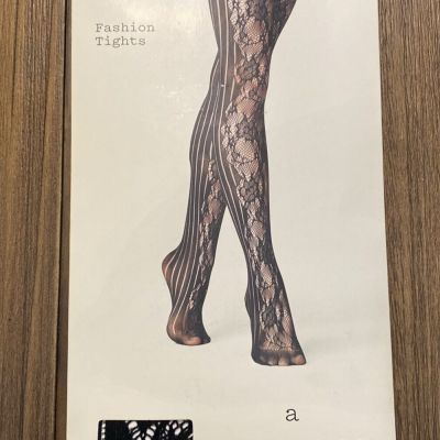 A New Day Women's Rose Net and Striped Tights Black M/L NWT