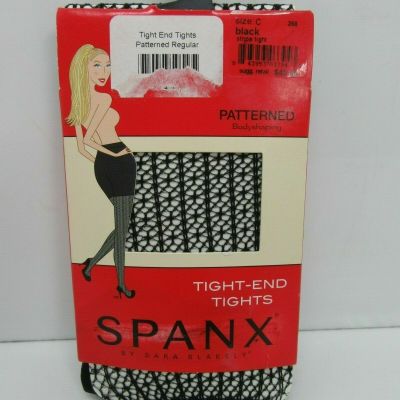 SPANX Size C Black Stripe Patterned Tight-End Tights Style 288 NWT