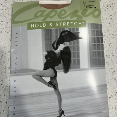 Capezio N14 Women's Hold & Stretch Tights. Footed.  Suntan, Size Medium . NEW