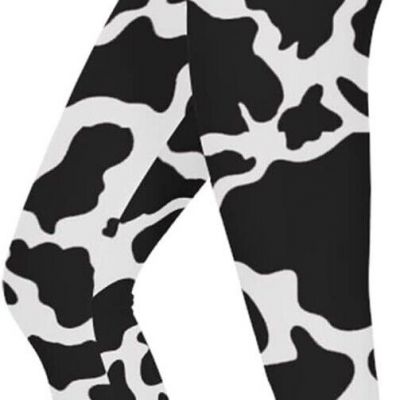 AFPANQZ High Rise Waist Cow Print Yoga Gym Workout Capri Leggings Size M Medium