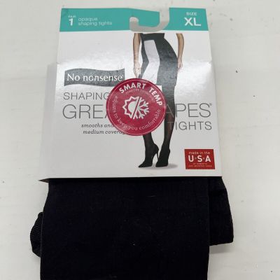1 No nonsense Women's BLACK Opaque Shaping Tights Size X-Large