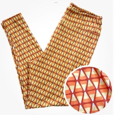 LuLaRoe Womens Leggings Size TC2 Candy Corn Halloween Wicked Cute Plus 18+ NWT