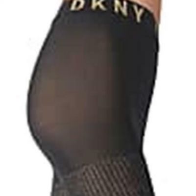 Dkny 252645 Womens Lurex Rib Control Top Tights Black Gold Size M