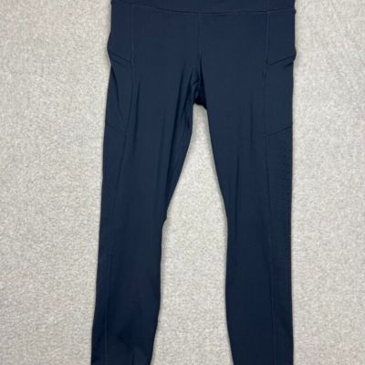 Athleta Active Leggings Womens S Navy  Side Zip Pockets Stretch Outdoor Workout