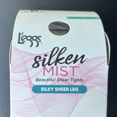 1 Pair L’eggs Silken Mist Silky Sheer Leg Tights Shaper Panty, Size B, Jet Black
