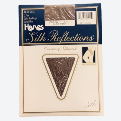 Hanes Silk Reflections Stockings Thigh Highs 2 Pair Medium Beige 1987