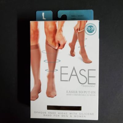 Ease Unisex Therafirm Knee High Opaque Stockings Sand Silicone Band S Short New