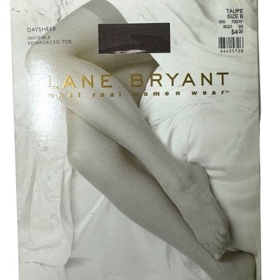 Vintage Lane Bryant Daysheer Invisible Reinforced Toe Pantyhose Taupe Size B