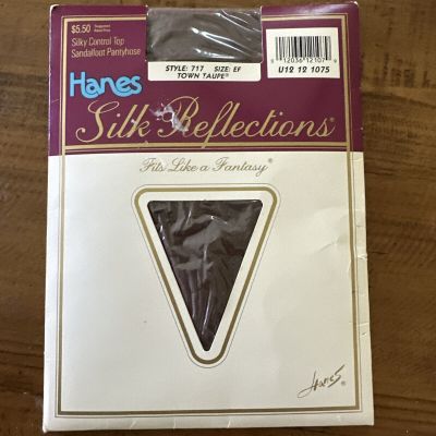 Hanes Silk Reflections Size EF Sheer Sandalfoot Pantyhose #717 Town Taupe