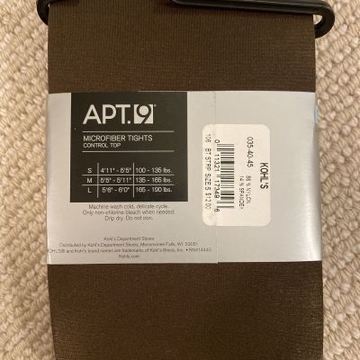 Apt. 9 Semi-Opaque Microfiber Control-Top Tights Brown, Size: S