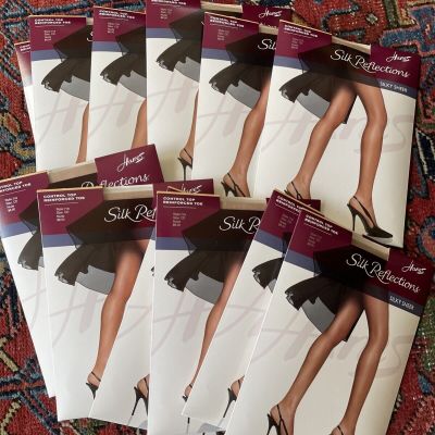 Lot Of 12 Silk Reflections Silky Sheer Control Top Pantyhose Size CD Nude 718
