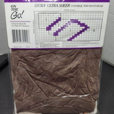 On the Go Ultra Sheer w/ Lycra Control Top Size 3 Pantyhose Nylon Stockings