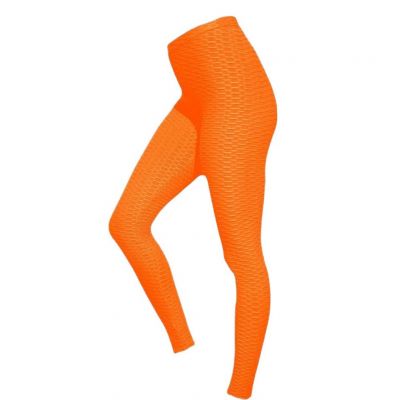 Chic/Boutique/Rose Women's Large Bright Orange Cotton Blend Cinch Butt Leggings