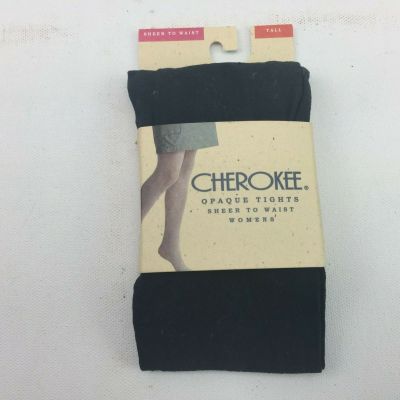 Cherokee Womens Sheer To Waist Black Opaque Tights Tall