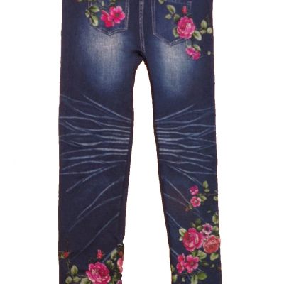 NWT Floral Leggings BLUE Womens Plus Blue Jean Print Stretch LEGGINGS PARK