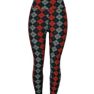 Gray Red Black Argyle Style Plaid Pattern Yoga Waist Super Soft Leggings