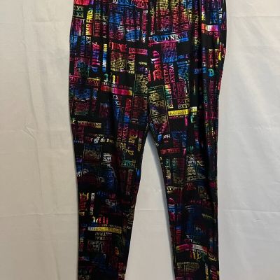 NWT touch me it's fashion 2X graphic multicolor long leggings newspaper print