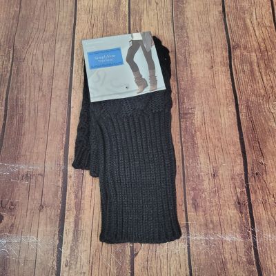 SimplyVera Vera Wang Womens Legwarmers Black One Size Cable Knit