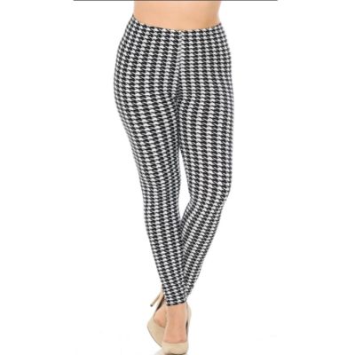 Women's High Waisted Houndstooth Print Plus Size Leggings Fits Sizes 14-22