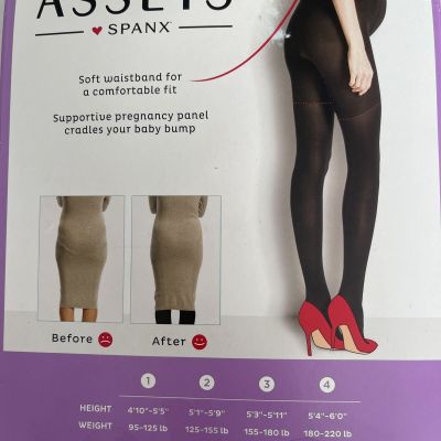ASSETS Black Spanx Maternity Shaping Opaque Tights Size 2 Shaper