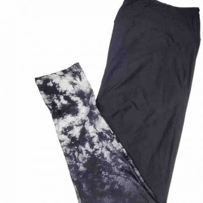 LuLaRoe Womens Leggings Size TC2 Black White Tie Dye Dipped Ombre Plus 18+ NWT