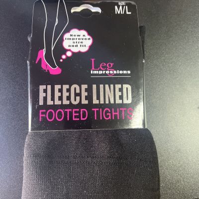LEG IMPRESSIONS Black Fleece Lined Footed M/L