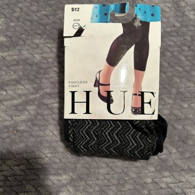 Hue Zig Zag Black Footless Tights In Size M/L-NEW