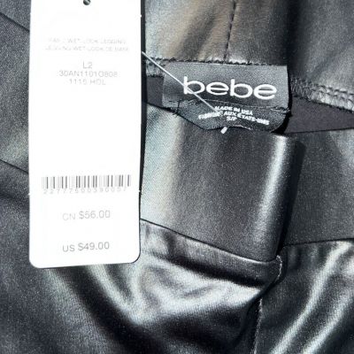 Bebe NWT Basic Black Wet Look Legging Size Womens Small NEW $49