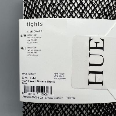 HUE Wool Boucle Tights Size S/M Black New 15010