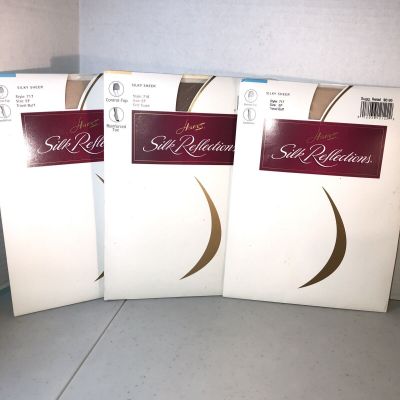 silk reflections pantyhose silky sheer lot of 3 pairs size EF Sexy