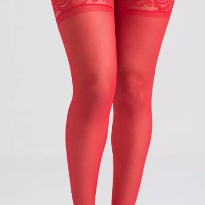 Lovehoney Lingerie Stockings Lace Top Thigh High Red One Size 2-12