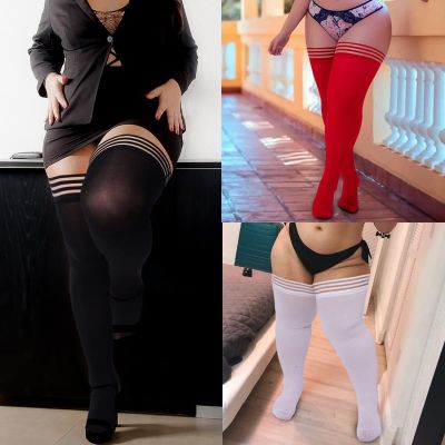 Plus Size Thigh High Stockings Womens Silicone Top Stay Up Lingerie Thigh Hig...