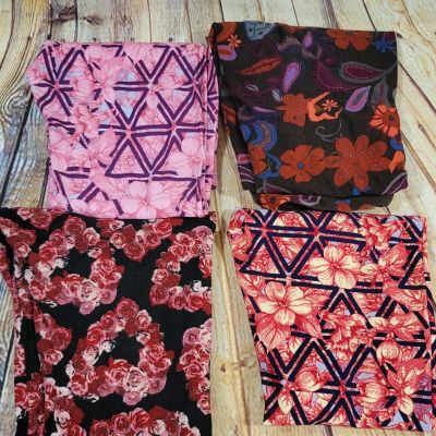 LuLaRoe Leggins Lot 4 Pairs Womans One Size Activewear Bright Floral Patterns
