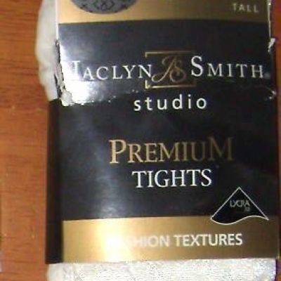 Women Vintage Jaclyn Smith 1Pr Premium Ivory Fashion Textured Tights Sz Tall HTF