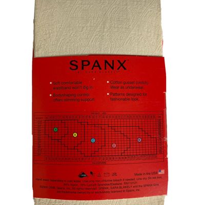 NIP,Spanx By Sara Blakely Women's Tight-end Tights Ivory Patterned Bodyshaping B