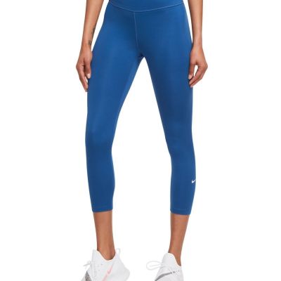 Nike Womens One Plus Size Cropped Leggings size 1X Color Blue/White
