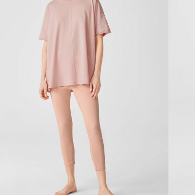 Eileen Fisher 1X Lightweight Organic Cotton Powder Pink Jersey Leggings NWT