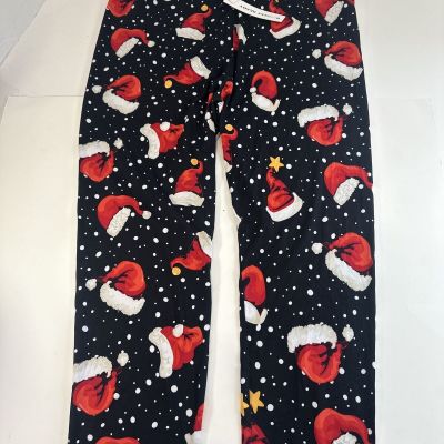 Runway Ready Black Leggings Lounge Pants Christmas Santa Hat Snow Size 2X NWT