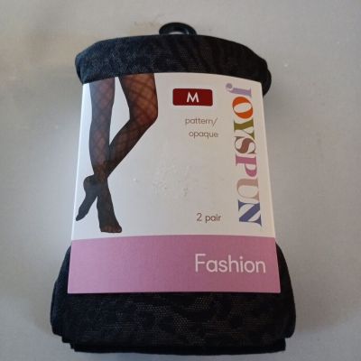Joyspun Panties Tights Women's M Pattern/Opaque Tight Mixed Animal Black 2 Pack