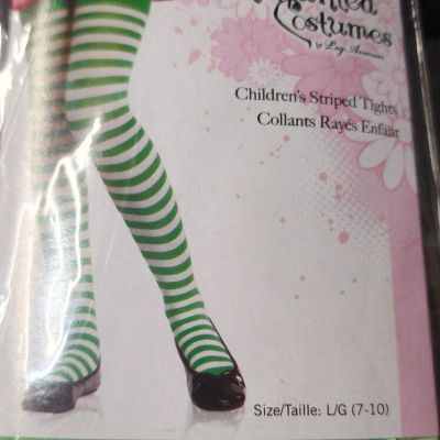 Enchanted Costumes  Children's Green Striped Tights Size M 4710