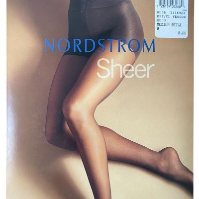 Nordstrom Sheer Control Top Pantyhose Size B Medium Beige Denier Leg