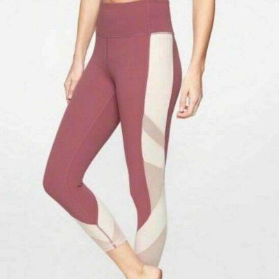 ATHLETA | Exhale mauve & blush pink leggings with mesh panels | Women's SMALL