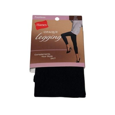 1 Pair Hanes Black Opaque Footless Tights New Size Large