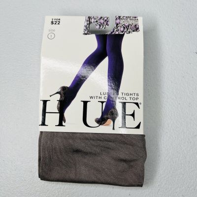 HUE Stoneware Gray Luster Tights w/Control Top Womens Size 1~ 1 Pair New