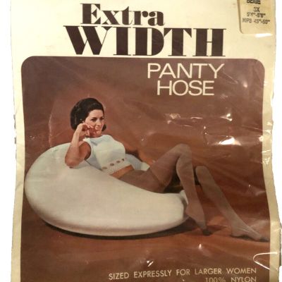 Vintage Unbranded Extra Width Panty Hose, 3X, Beige, 100perc Nylon, new (S)
